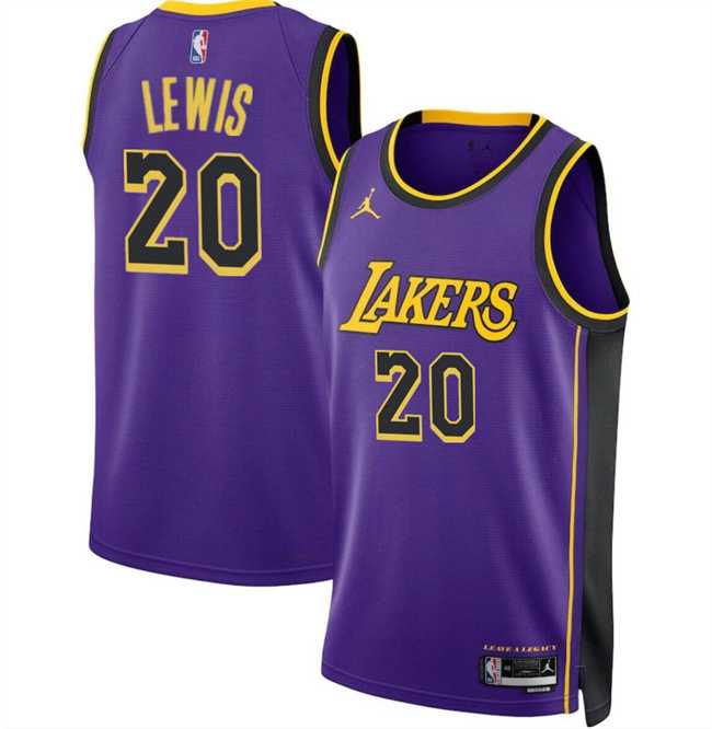 Men%27s Los Angeles Lakers #20 Maxwell Lewis Purple 2024 Statement Edition Stitched Jersey Dzhi